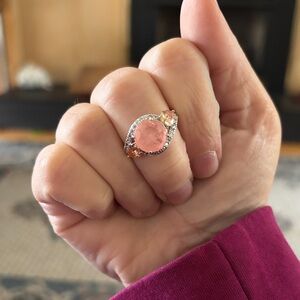 Rose Quartz and Crystal Accent Ring